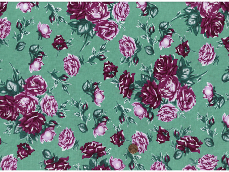 Trachtenbaumwollstoff mint Rosen Reststück 1,00 x 1,40m 