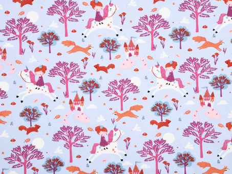 Baumwollstoff Einhorn Prinzessin Reststück 1,00 x 1,50m 